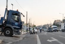 Εγκατάσταση γερανοφόρων οχημάτων σε δύο σημεία στον Κηφισό