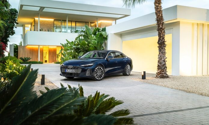 Audi A6 Sedan, static photo, Colour Firmament blue metallic